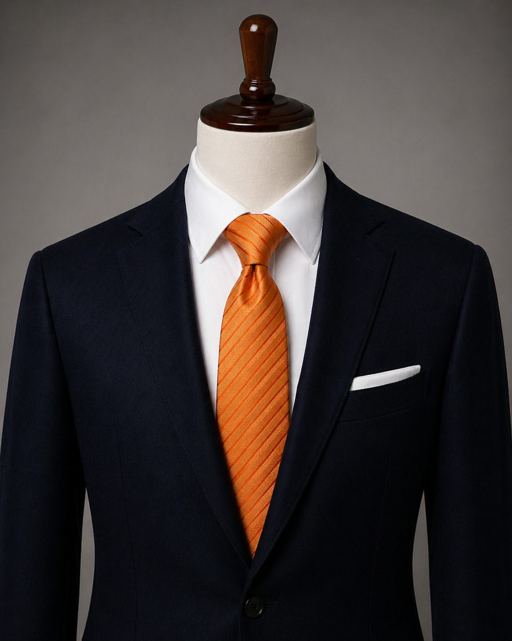 Collections by Tango Orange Silk Tie Diagonal Herringbone Stripe Classic Necktie